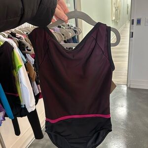 Balera Black and Mulberry Leotard with Pink Accent